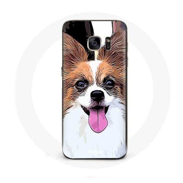 Skydd för samsung galaxy S6 edge Kontinental dvärghund papillon Valp Vit och brun