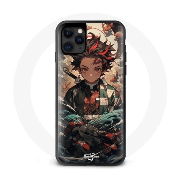 Cover til Iphone 12 Pro - Maniacase - Demon Slayer Tanjiro - Blød - Sort - Anime