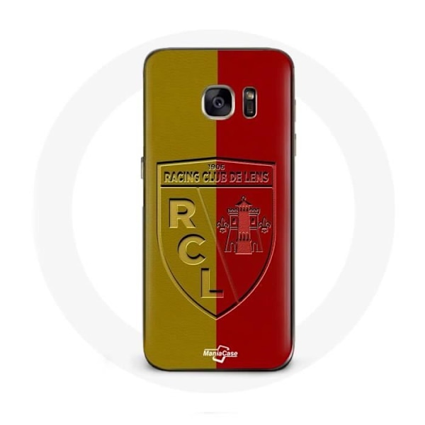 Samsung Galaxy S6 skydd med rcl-objektiv, logotyp i gul och röd bakgrund