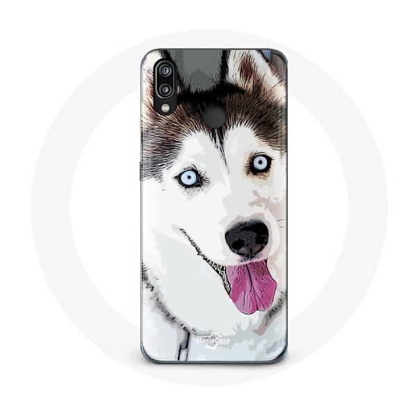 Coque för Huawei P20 Lite Siberian Husky Vit med Blå Ögon