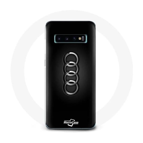 Cover til Samsung Galaxy S10 Edge Audi Logo navkapsel sort baggrund