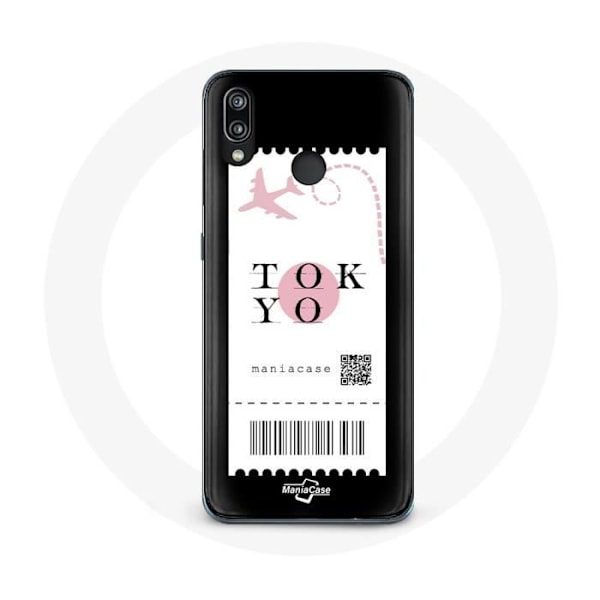 Skal för Huawei P20 Lite - Flygbiljett Tokyo Japan - Mjuk - Svart - Skydd