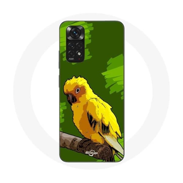 Cover til Xiaomi Redmi Note 11S Grøn baggrund med gule parakitter