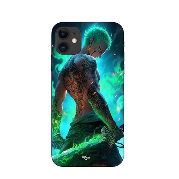 Coque Maniacase för Iphone 12 One piece Zoro 3D Manga anime Fanart svart