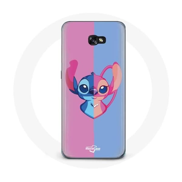 Cover til Samsung Galaxy A8 2016 Stitch og Angel blå rosa