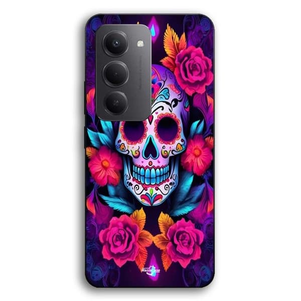 Coque til Xiaomi Redmi 15 Lilla farvet dødningehoved Maniacase Svart