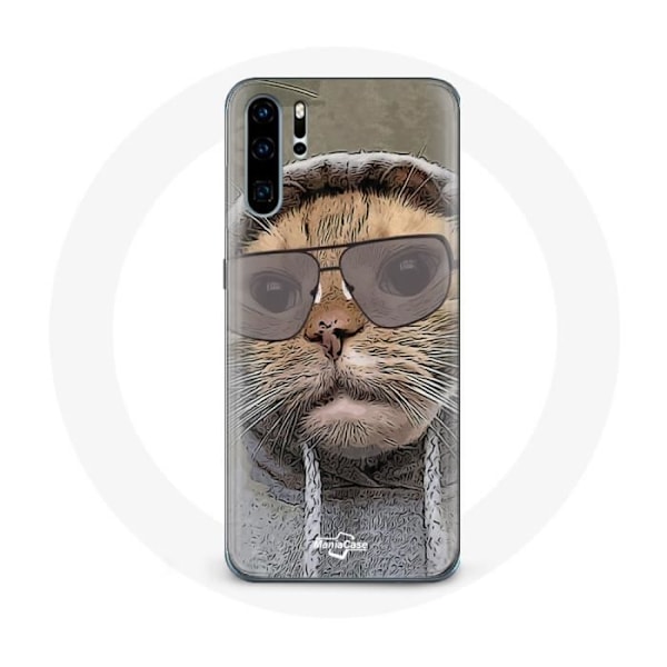 Coque för Huawei P30 Pro Chat med huva rolig foto Djur