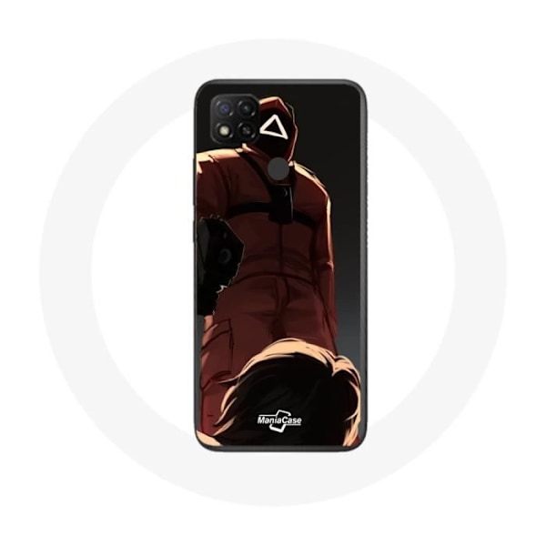 Coque - Xiaomi - Redmi 9C - Mjuk - Röd - Squid Game Soldat med Triangulär Mask Röd
