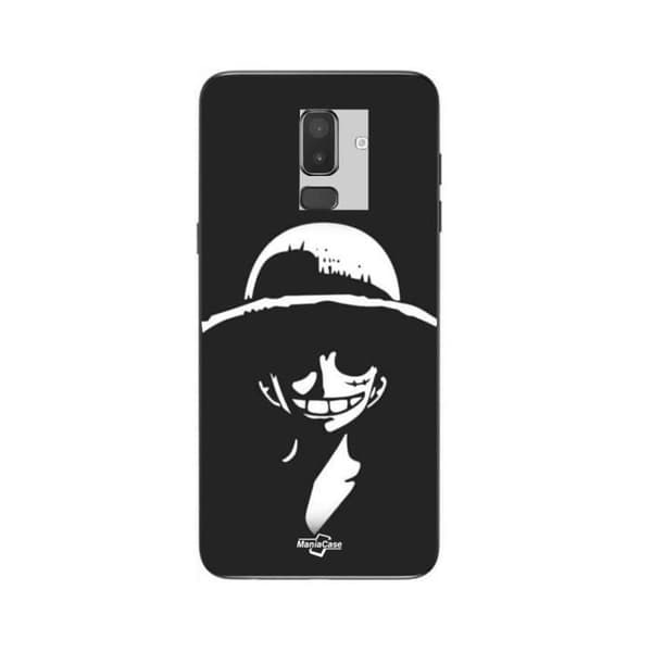 Coque - Maniacase - Samsung Galaxy J8 2018 - Sort og hvid - Blød - Monkey D. Luffy Svartvitt