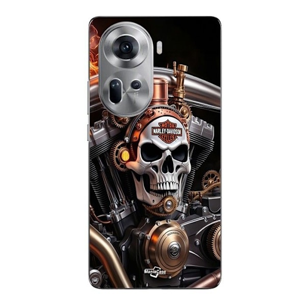 Coque för Oppo Reno 11 5g Harley Davidson Döskalle mekanisk Maniacase Svart