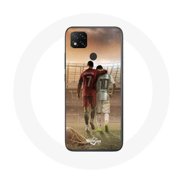 Coque - maniacase - Xiaomi Redmi 9C - Svart - Mjuk - Cristiano Ronaldo Messi Goat Svart