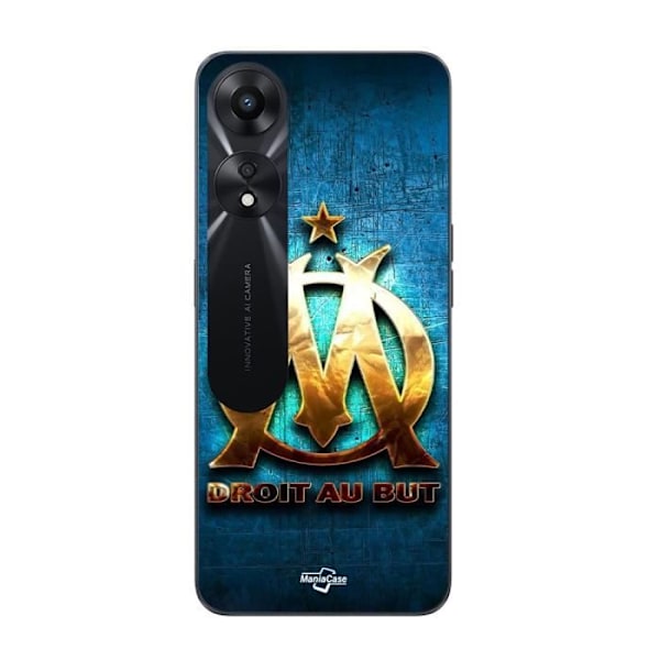 Coque för Oppo A78 5G OM gyllene glänsande rakt på sak blå bakgrund Maniacase