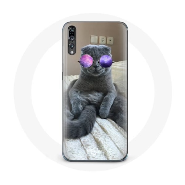 Coque för Huawei P20 Katt med lila glasögon