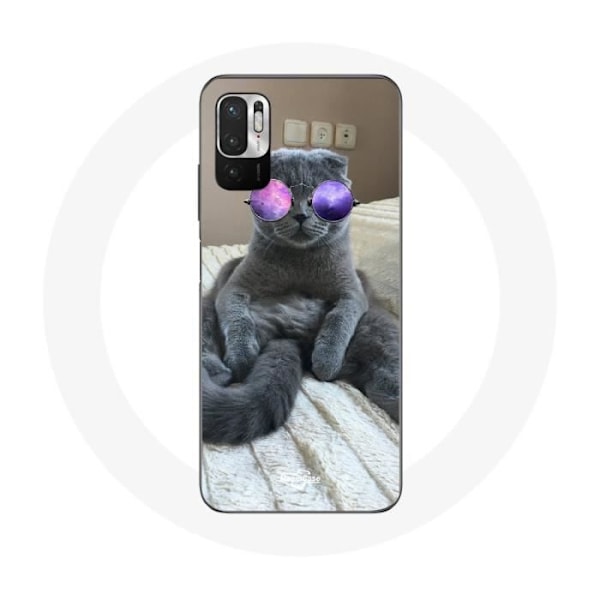 Coque för Xiaomi Redmi Note 10T 5G Katt med lila glasögon