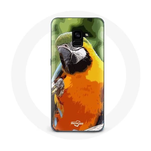 Coque för Samsung Galaxy A8 Plus Aras Papegoja Orange Grön