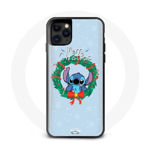 Cover til iPhone 13 Pro Max Stitch sne glædelig jul blå