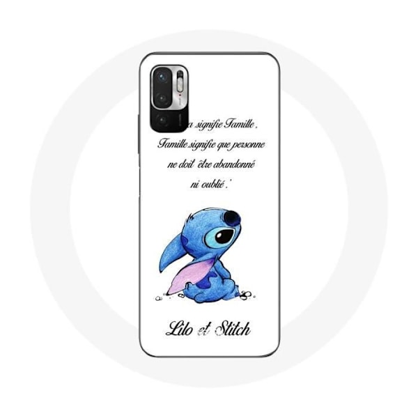 Coque för Xiaomi Redmi Note 10T 5G Lilo och Stitch Ohana Citat Vit