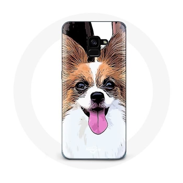 Fodral för Samsung Galaxy A8 Plus Kontinental spets papillon Valp Vit och brun
