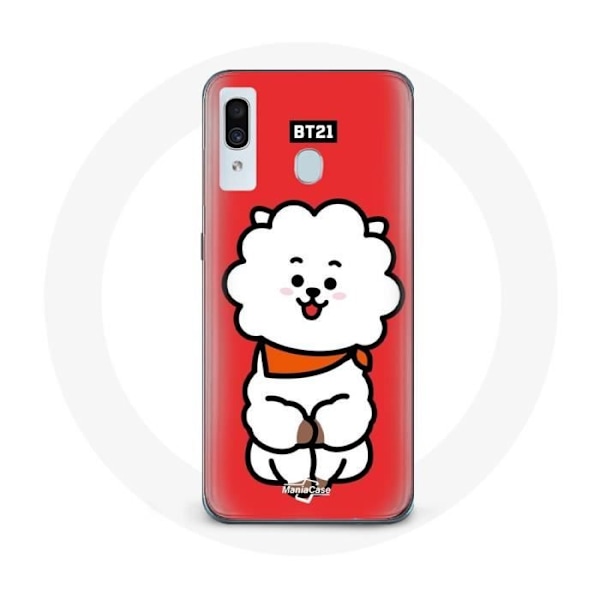 Coque för Samsung Galaxy A20e BTS Bangtan pojkar BT21 RJ från Jin Röd bakgrund