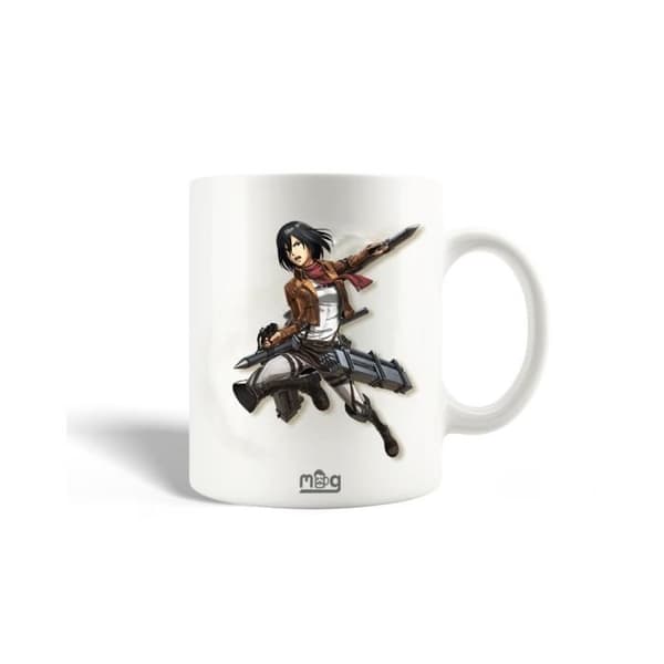 Mugg i Keramik - Attack on Titan - Mikasa Ackerman - 30cl - Diskmaskinstrykt - Vit
