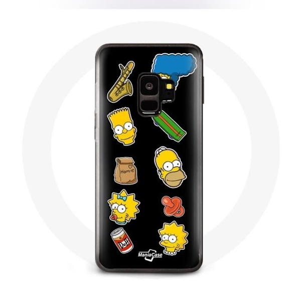 Coque för Samsung Galaxy S9 plus Simpsons klistermärken svart bakgrund