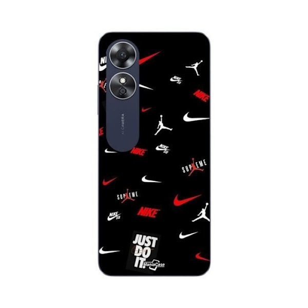 Coque Oppo A17 NIKE JORDAN VIT RÖD svart bakgrund Maniacase