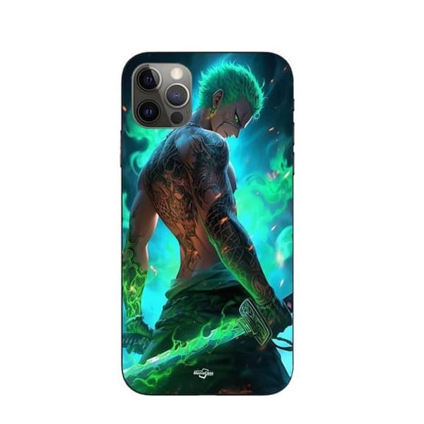 Coque - Maniacase - iPhone 14 Pro - Zoro 3D Manga - Blød - Sort