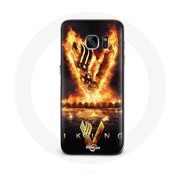 Coque för Samsung Galaxy S6 Edge Vikings Serie Säsong 6 logotyp V Eldsword Svart bakgrund
