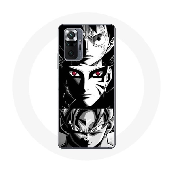 Coque för Xiaomi Redmi Note 10 Pro Sangoku Naruto Luffy one piece Dragon Ball Z svart och vit bakgrund anime manga