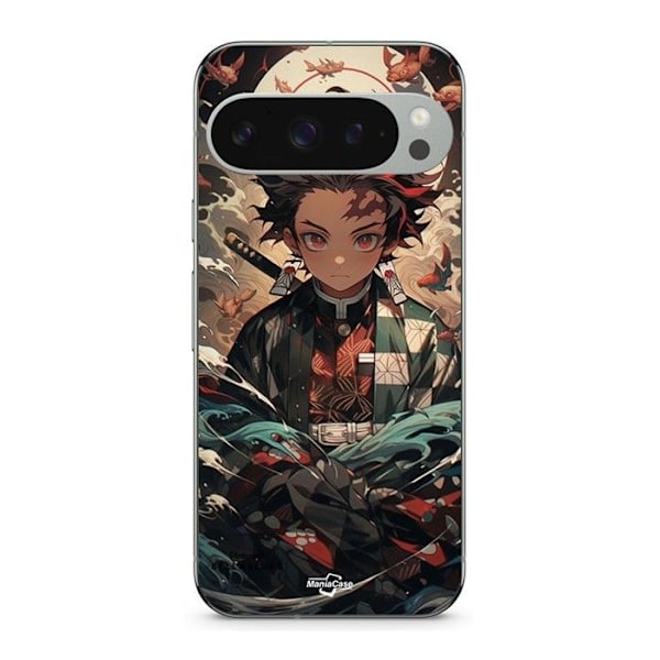 Coque - MANIACASE - Google Pixel 9 Pro - Mjuk - Silikon - Demon Slayer Tanjiro Svart