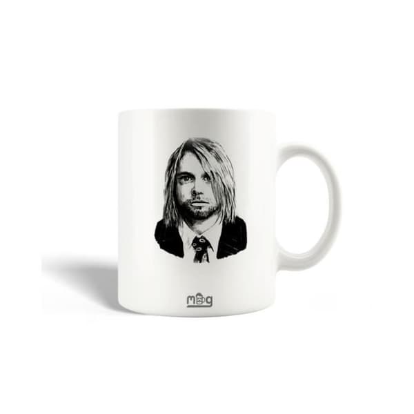 Mugg i Keramik - Nirvana - Kurt Cobain - 30cl - Diskmaskin Kompatibel - Vit