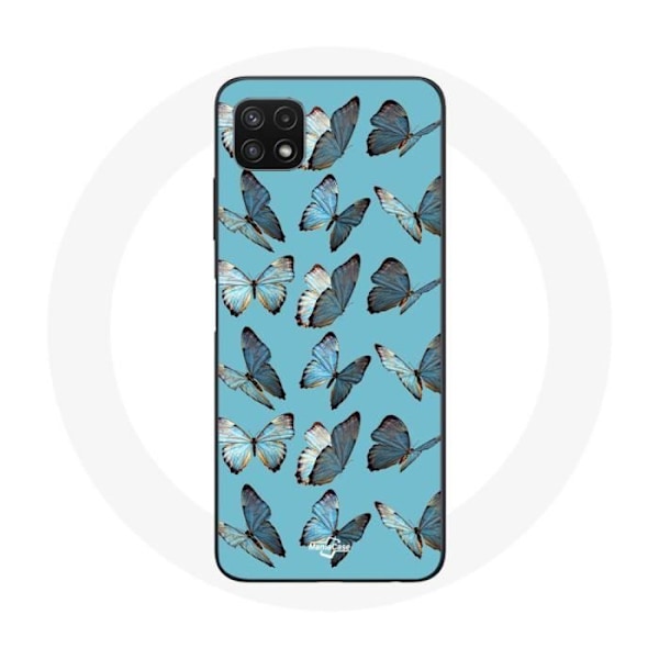 Skyddsfodral för Samsung Galaxy A22 5G fjärilar Blå bakgrund