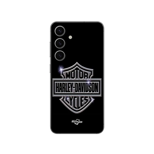 Coque Samsung Galaxy S24 Plus Harley Davidson-logotyp motorcyklar grå front svart Maniacase Mörkgrå