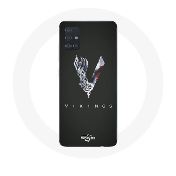 Coque för Samsung Galaxy A71 Vikings Serien Säsong 6 logga V Svärd Grå Fond Svart