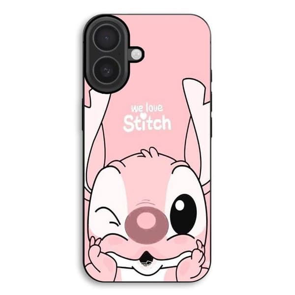 Mobilskal för iPhone 17 Stitch Angel söt båge rosa svart