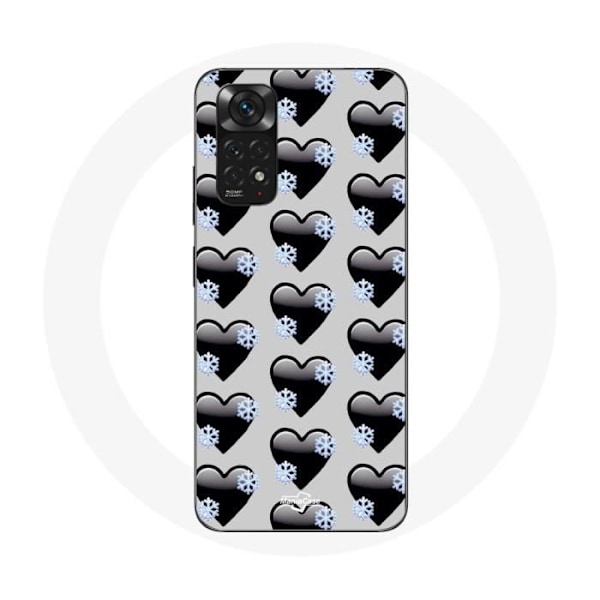 Cover til Xiaomi Redmi Note 11S Sort hjertebaggrund
