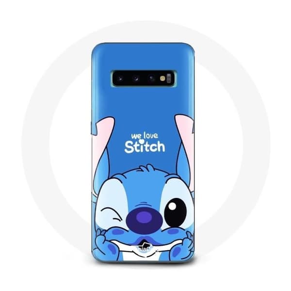 Cover til Samsung Galaxy S10 Edge, sød Stitch, blå baggrund