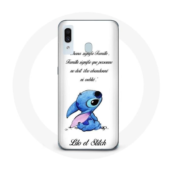 Coque för Samsung Galaxy A40 Lilo och Stitch Ohana Citat Vit