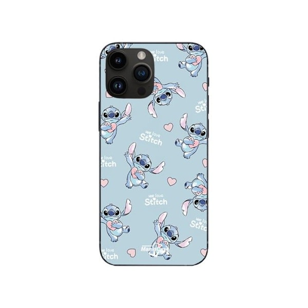 Mobilskal - Maniacase - Iphone 14 Pro Max - Flexibel - Silikon - Stitch kärlek rosa hjärta Svart