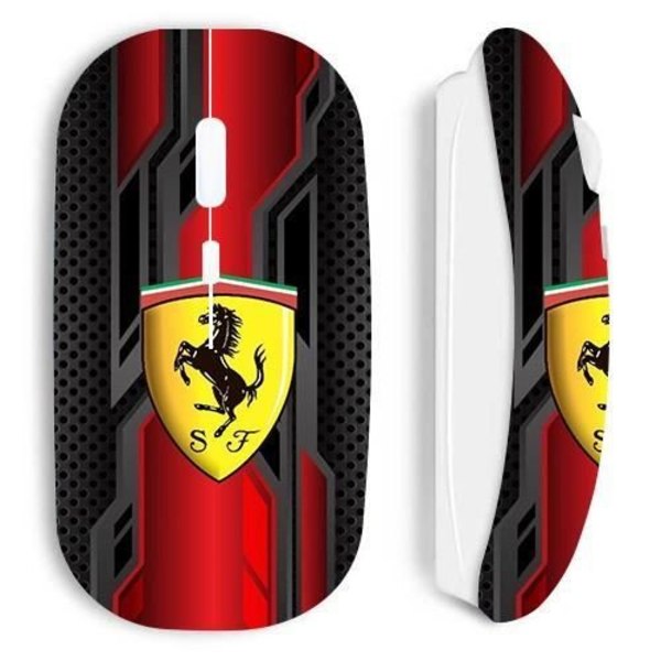 Souris - Maniacase - Ferrari-logotyp - Trådlös - Vit - Ergonomisk Bekväm Design