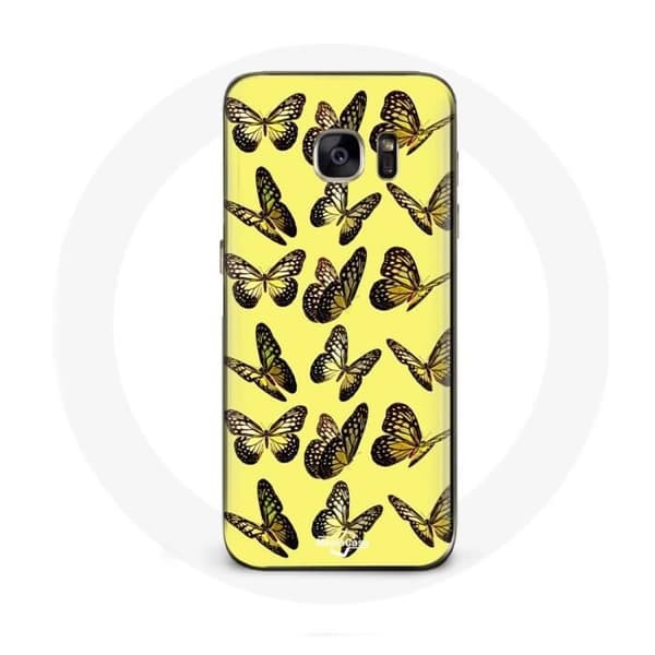 Cover til Samsung Galaxy S6 Sommerfugle Gul Baggrund