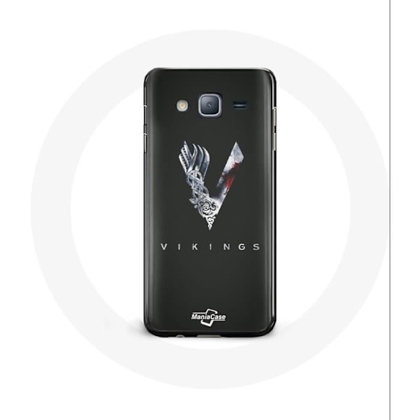 Coque för Samsung Galaxy J5 Vikings Säsong 6 logotyp V Svärd Grå Bakgrund Svart