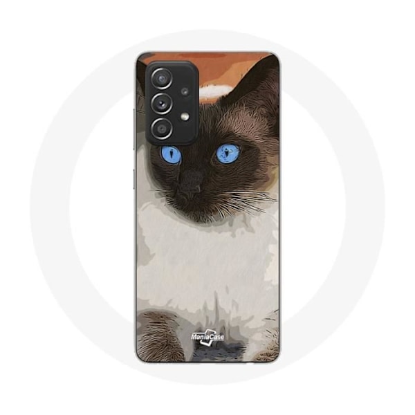 Coque för Samsung Galaxy A52 Siamese Katt Svart och Vit Blå Ögon