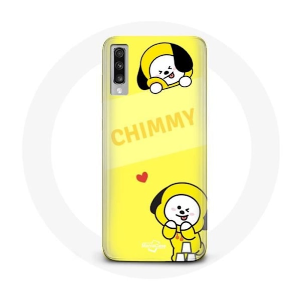 Coque för Samsung Galaxy A70 BTS Bangtan BT21 Chimmy Jimin Gul Bakgrund