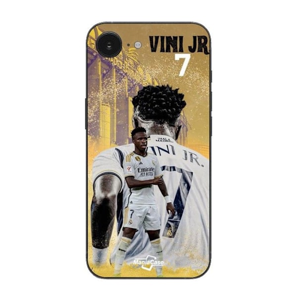 Coque Maniacase För Iphone 16E Vinicius JR real madrid 7 Bakgrundsbild Svart