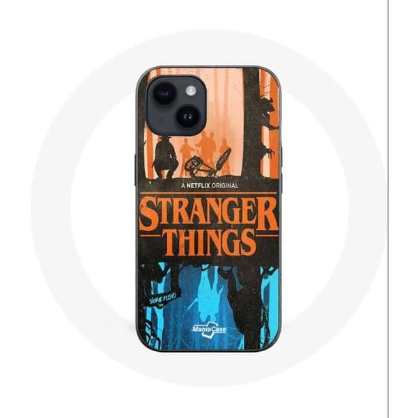 Cover - Maniacase - Iphone 14 Plus - Blød - Sort - Stranger Things mønster