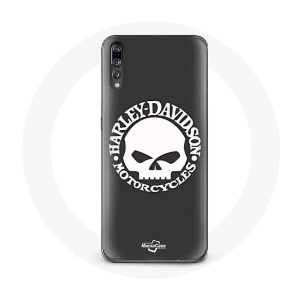 Cover til Huawei P20 - Harley Davidson - Dødningehoved - Hård - Sort - Syntetisk beskyttelse