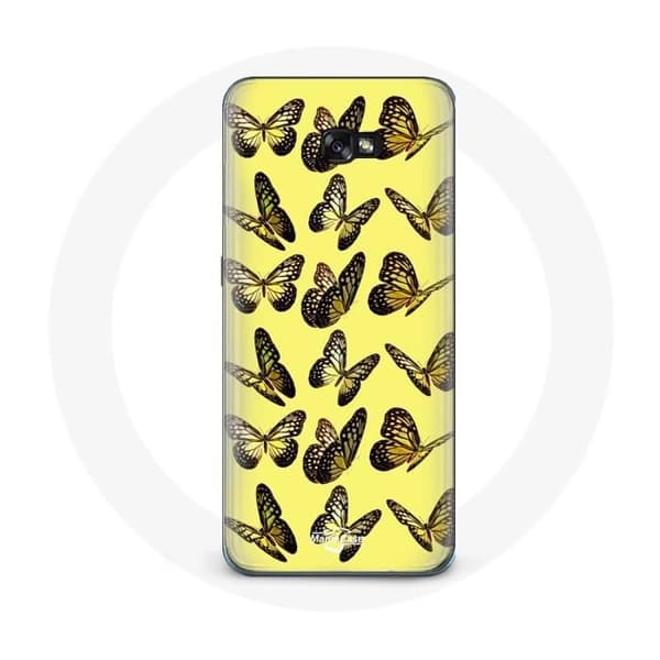 Cover til Samsung Galaxy A8 2016 Sommerfugle Gul Baggrund