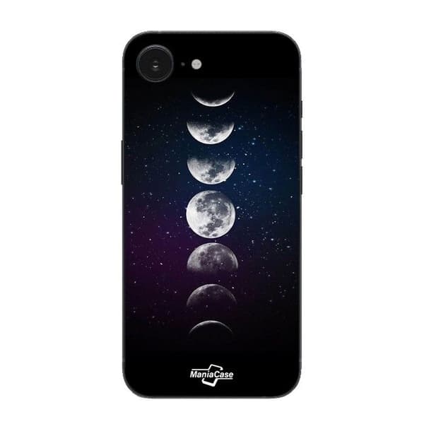 Coque Maniacase Pour Iphone 16E LUNE PHASE NUIT ETOILE Svart