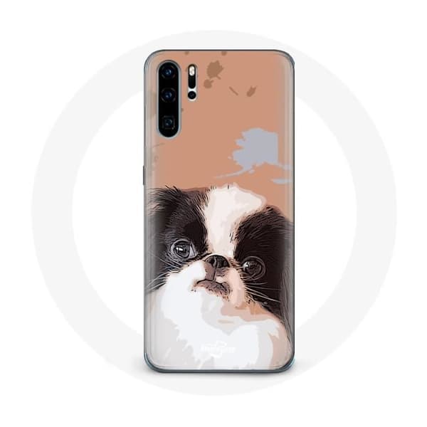 Cover til Huawei P30 Japansk Spaniel Sort og Hvid Race af hunde